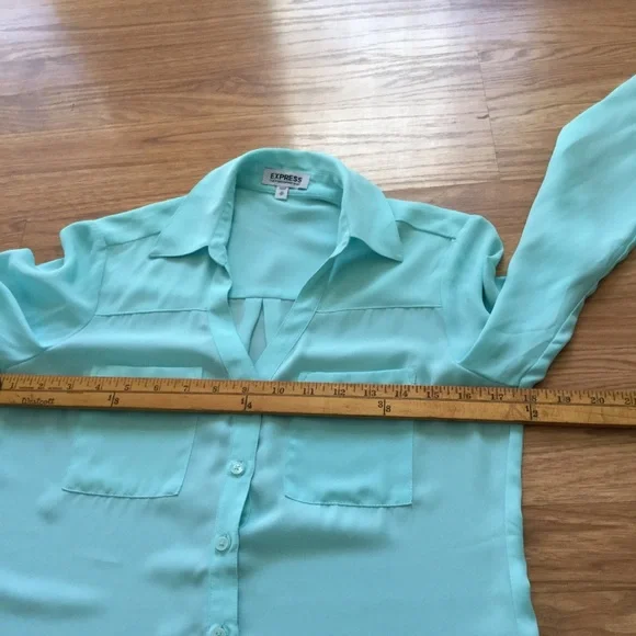 Express Mint  Green The Portofino Shirt Long Sleeves EUC - Picture 8 of 11